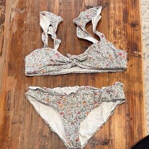 Dippin' Daisy's Floral Bikini Set in Olive Green, White, Red